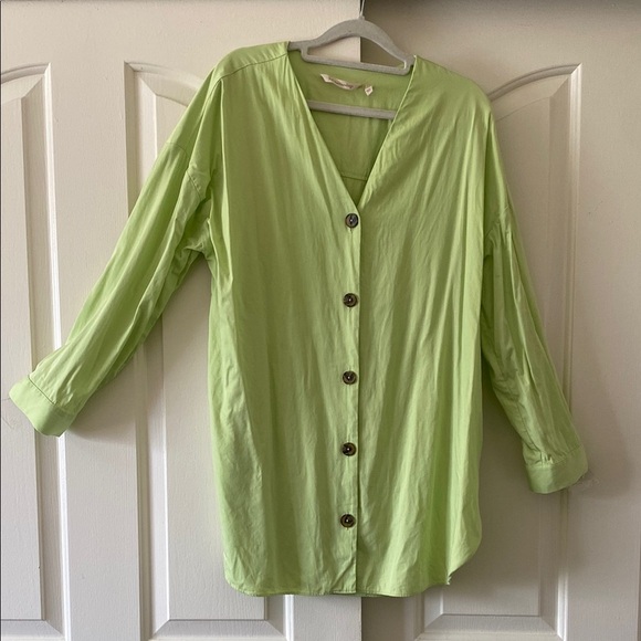 Soft Surroundings Lime Green Button-Up Shirt - Picture 1 of 8